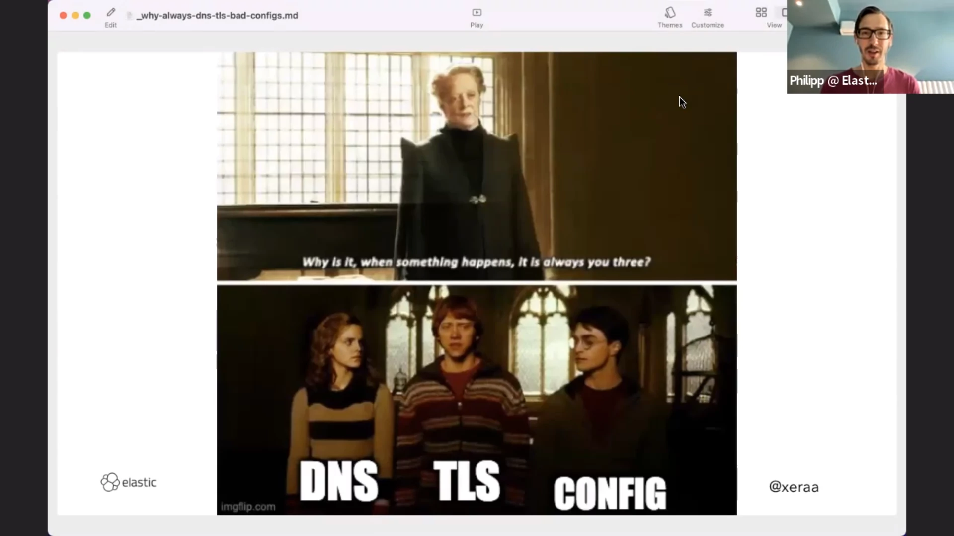 Philipp Krenn compares DNS, TLS and bad config with the three main characters in the Harry Potter series: when something bad happens, at least one of them is always involved