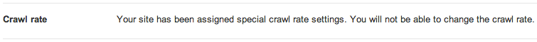 Google assigned special crawl rate settings
