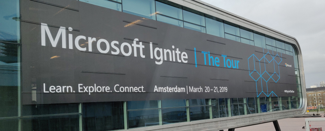 Microsoft Ignite | The Tour: Amsterdam banner at the RAI Amsterdam